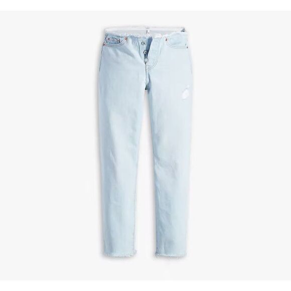 Levi’s Wedgie Straight Ripped Waistband Jeans light indigo destructed blue new - Picture 14 of 14